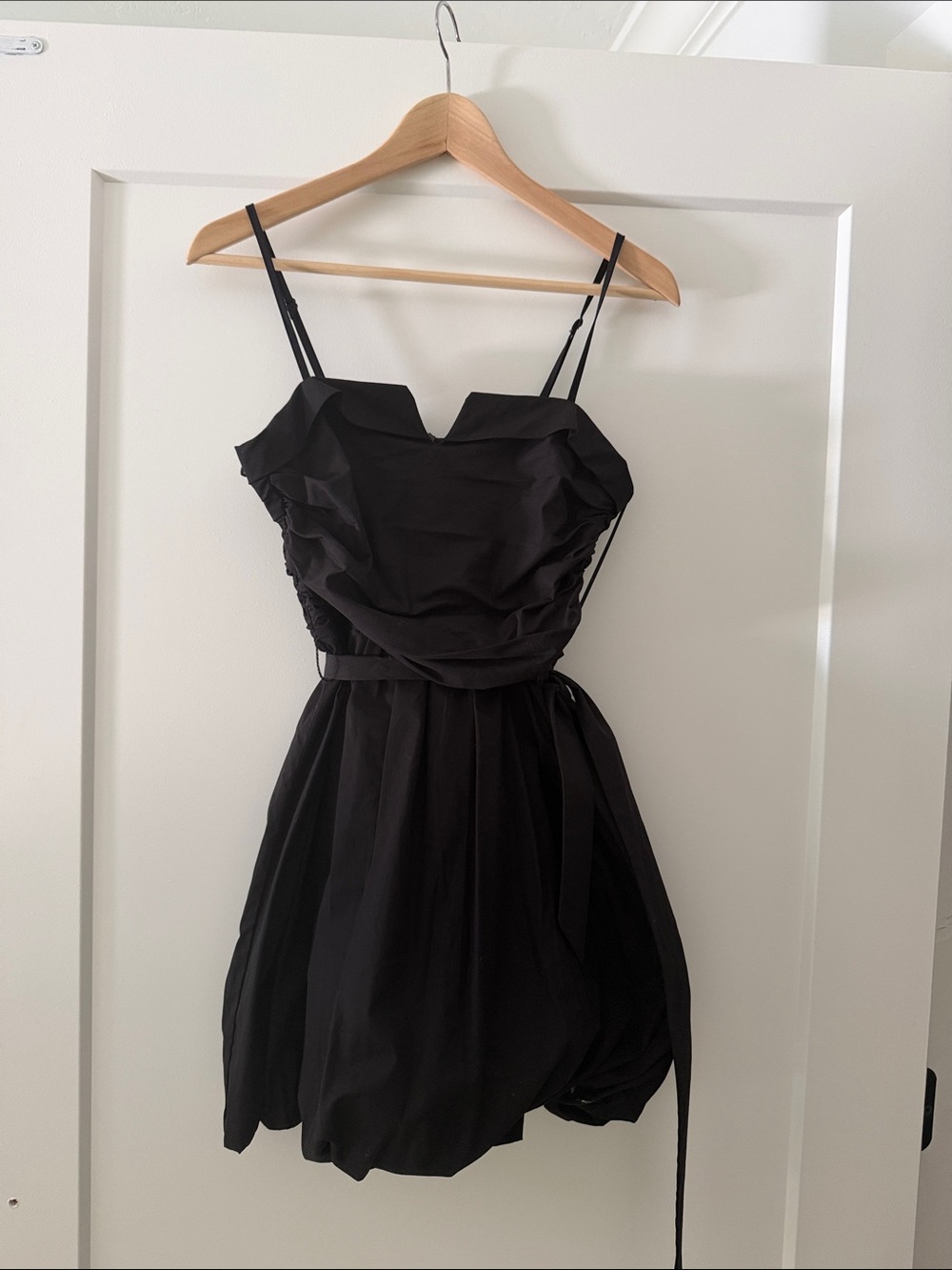 Zara Black Ruched Mini Dress with Thin Straps
